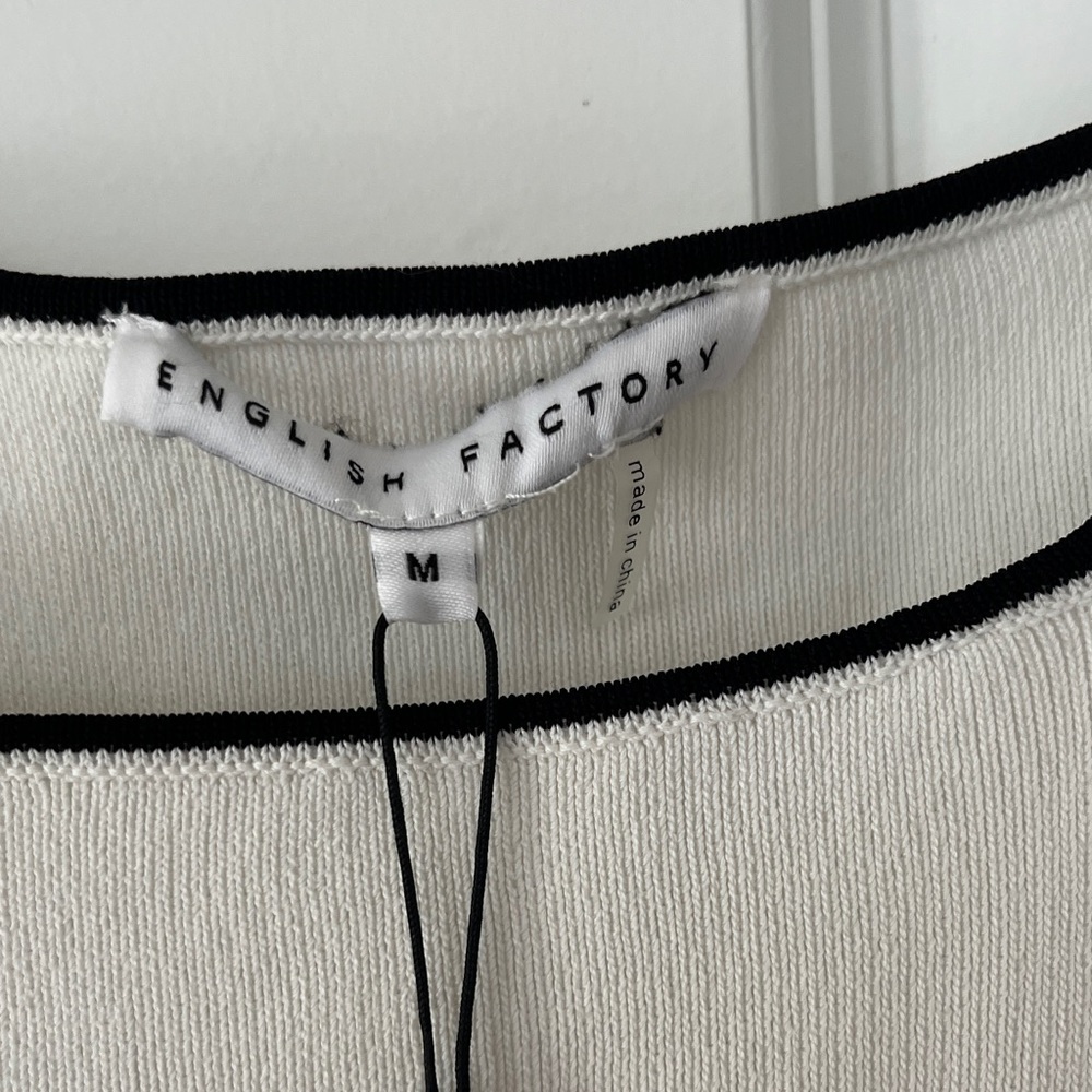 English Factory | NWT White Dress with Black Scallop Trim - Picture 4 of 5